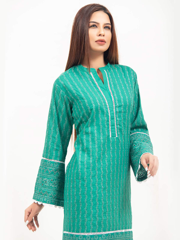 Green Embroided Chikankari Kurti (GFKU-2127)