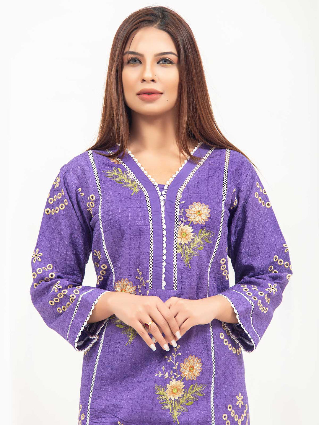 Purple Chikankari Kurti (GFKU-2128)