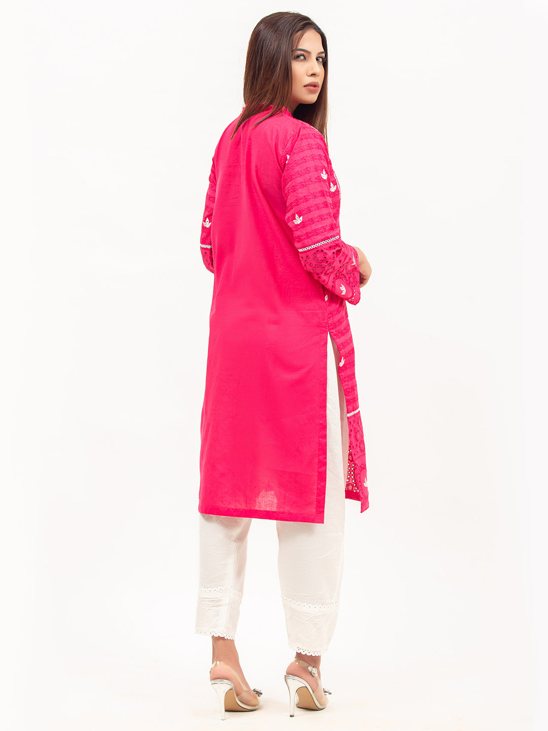 Pink Embroided Chikankari Kurti (GFKU-2129)