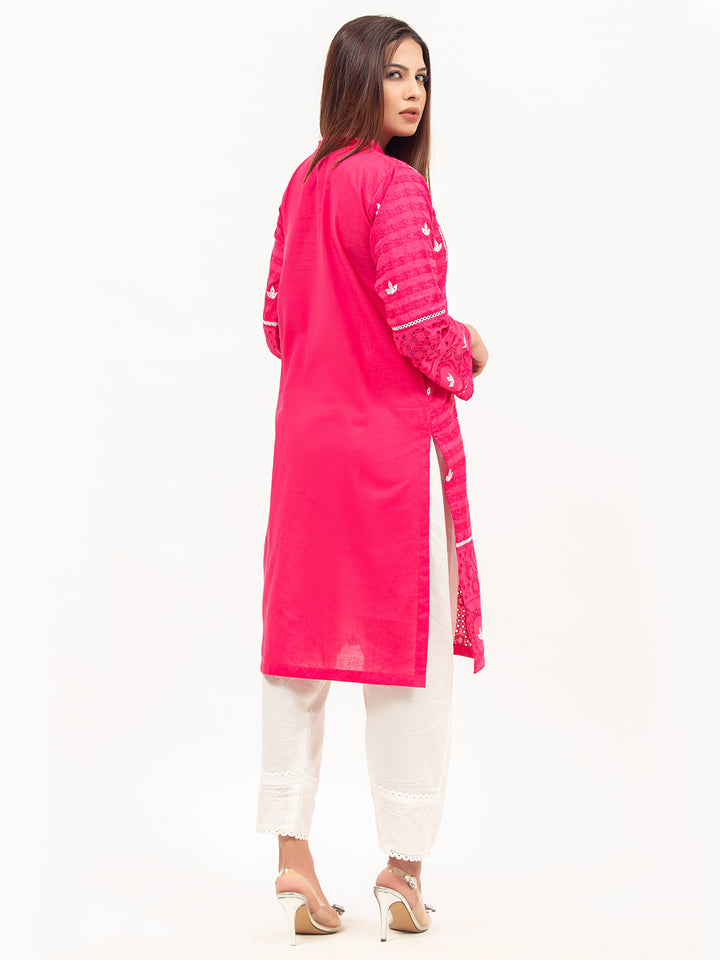 Pink Embroided Chikankari Kurti (GFKU-2129)