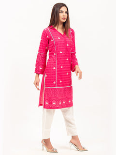 Pink Embroided Chikankari Kurti (GFKU-2129)