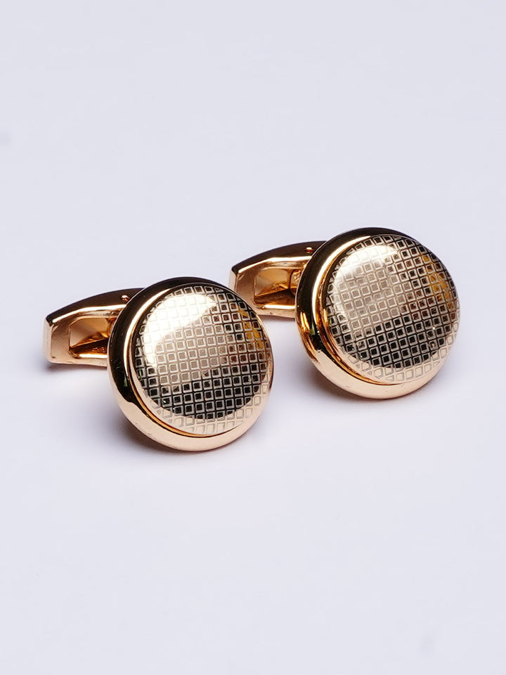 Gold Round Textured Cufflink (CUFFLINK-454)