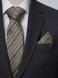 Green Multi Striped Tie Set (TS-214)