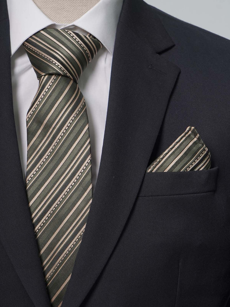 Green Multi Striped Tie Set (TS-214)