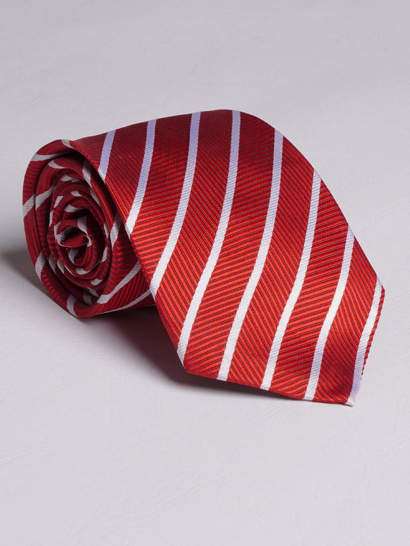 Hot Red Striped Tie (TIE-793)