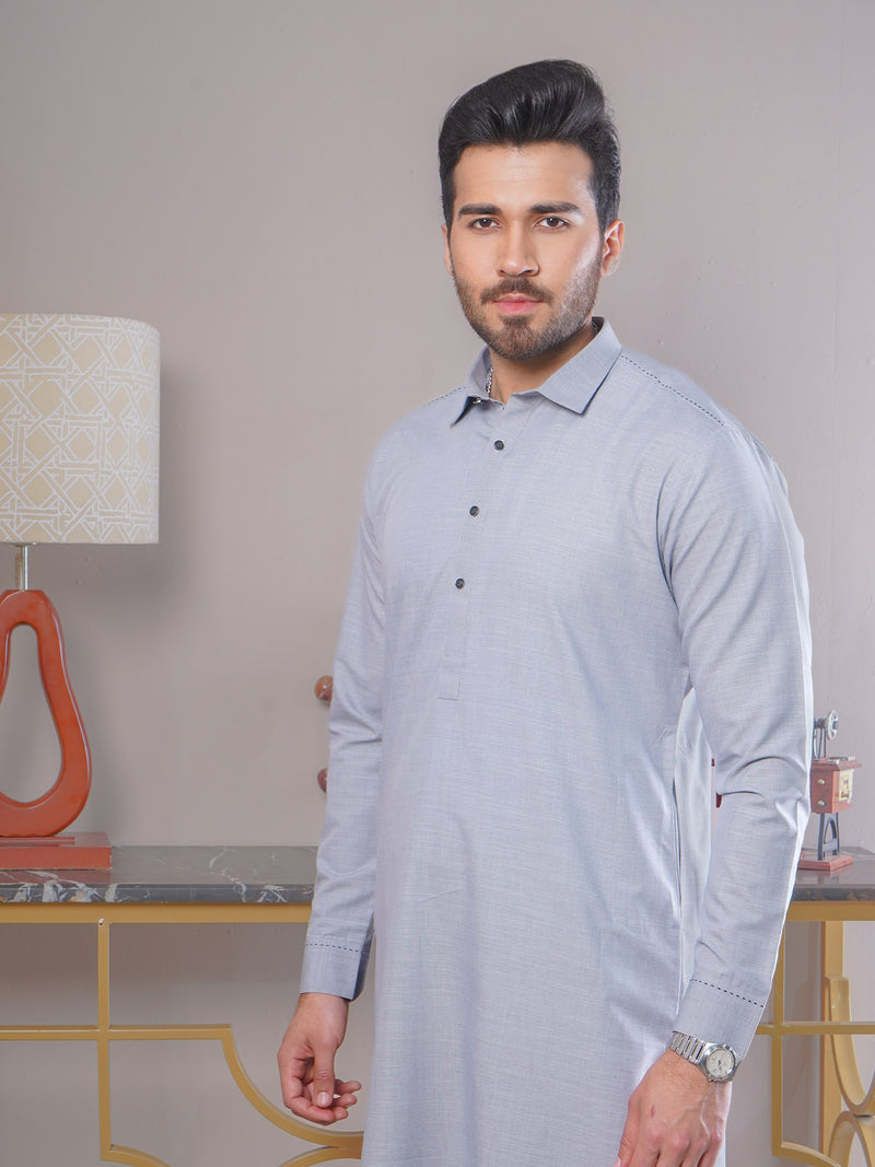 Light Grey Self Exclusive Range Designer Shalwar Kameez (SK-422)