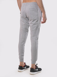 Ash Grey & White Side Striped Men's Jogger Pant (JT-76)