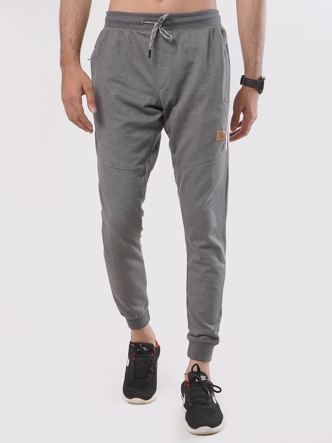 Grey & White Side Striped Men's Jogger Pant (JT-77)