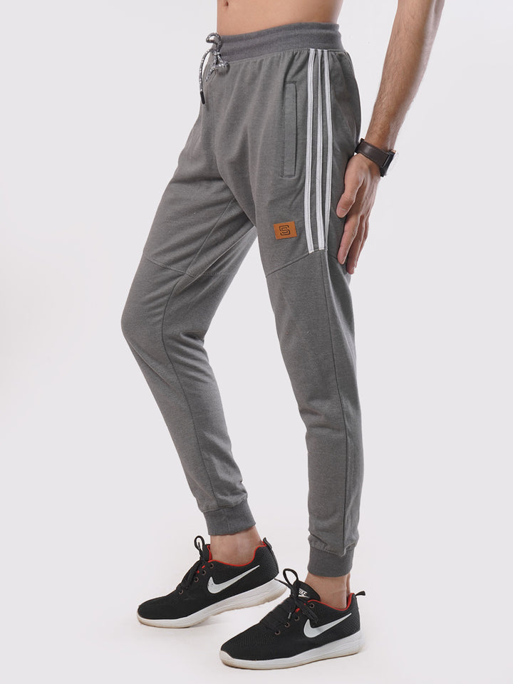 Grey & White Side Striped Men's Jogger Pant (JT-77)