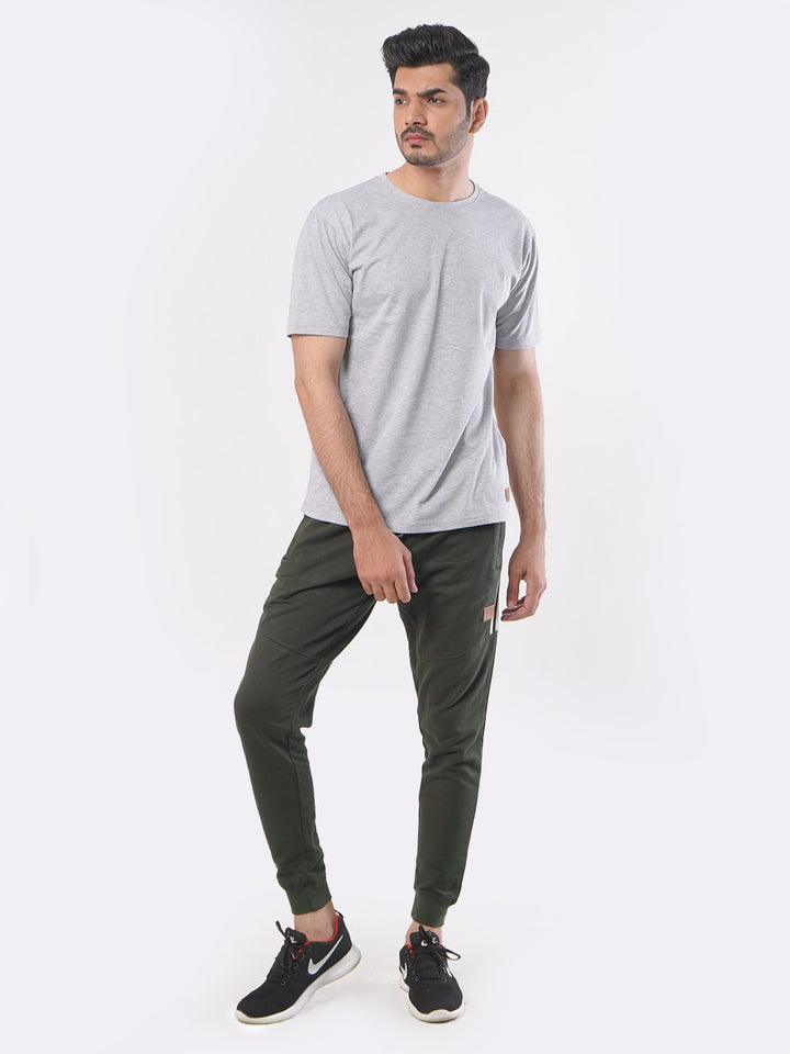 Dark Green & White Side Striped Men's Jogger Pant (JT-80)