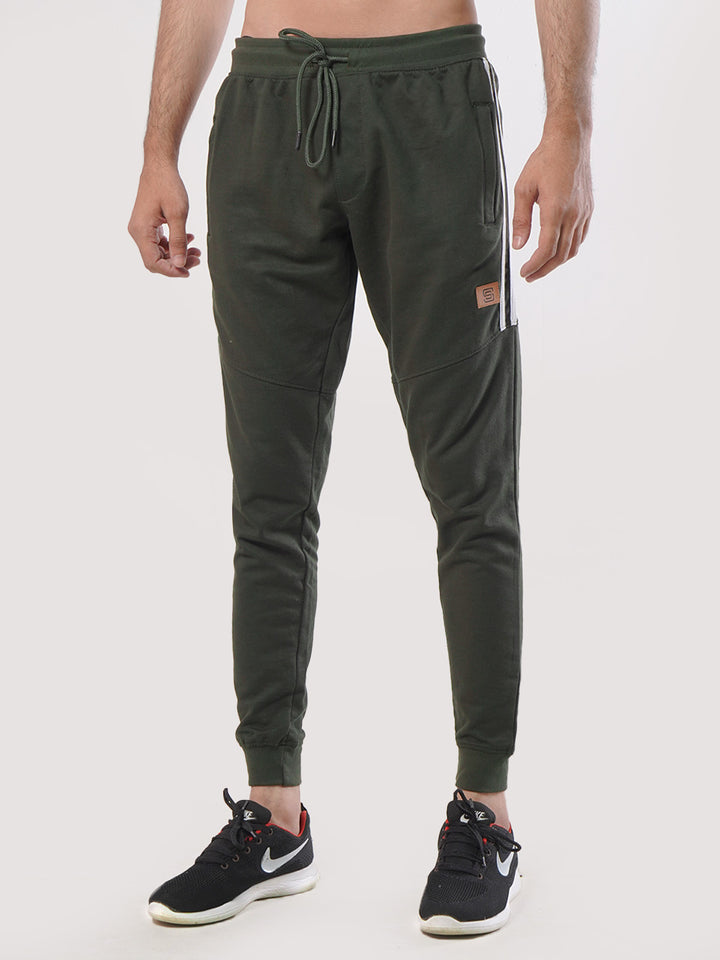 Dark Green & White Side Striped Men's Jogger Pant (JT-80)