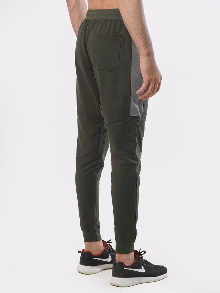 Dark Green & Grey Side Striped Men's Jogger Pant (JT-81)