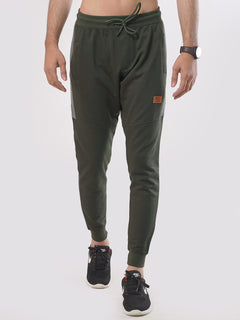 Dark Green & Grey Side Striped Men's Jogger Pant (JT-81)