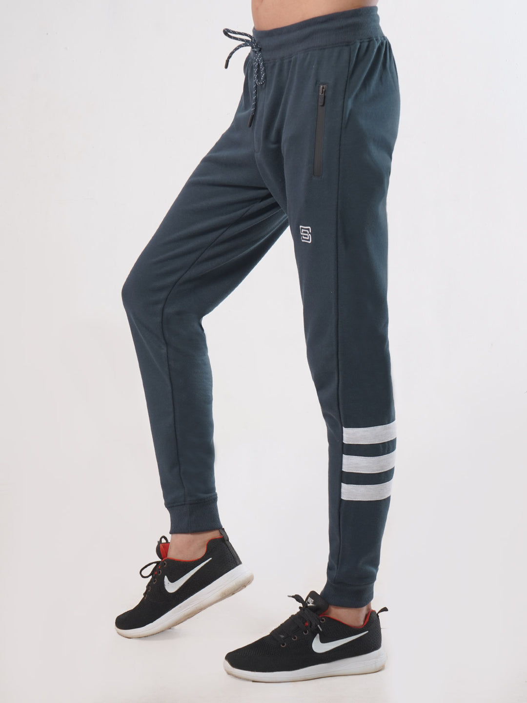 Navy Blue Striped Men's Jogger Pant (JT-70)