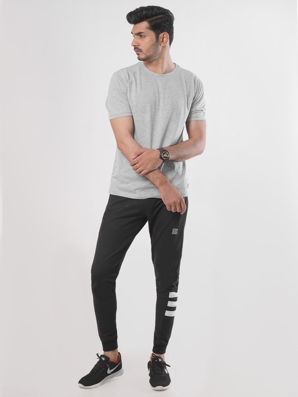 Black Striped Men's Jogger Pant (JT-72)