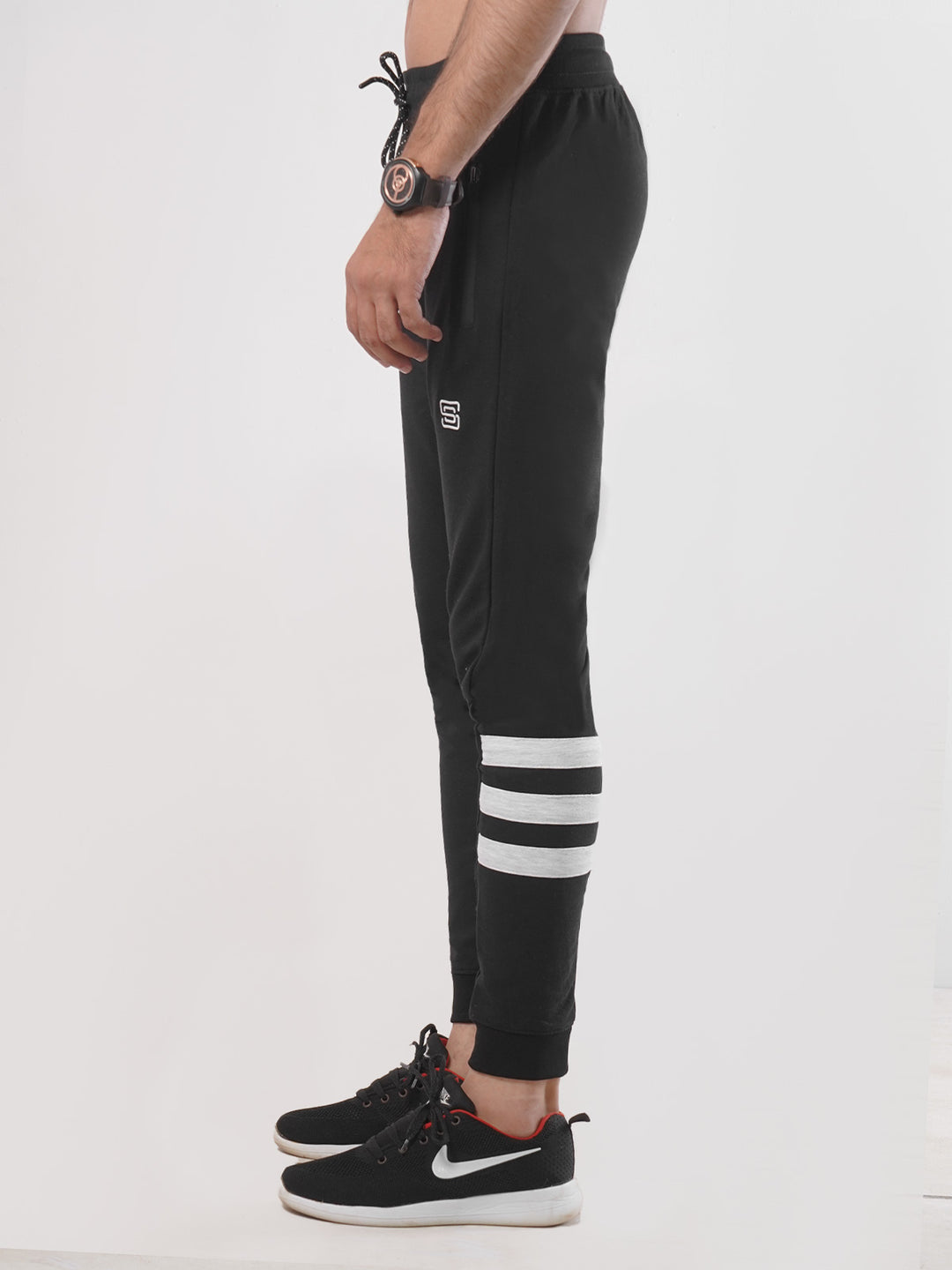 Black Striped Men's Jogger Pant (JT-72)