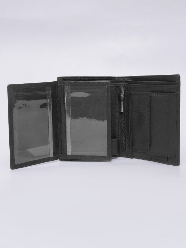 Black Trifold Style Leather Wallet (LW-11)