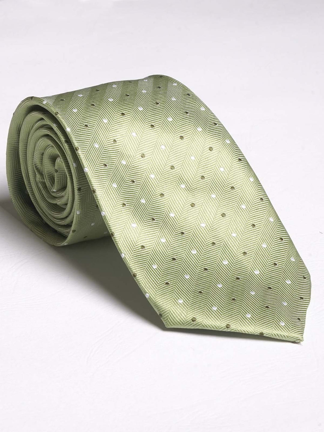 Light Green With Dots Print Tie (TIE-549)