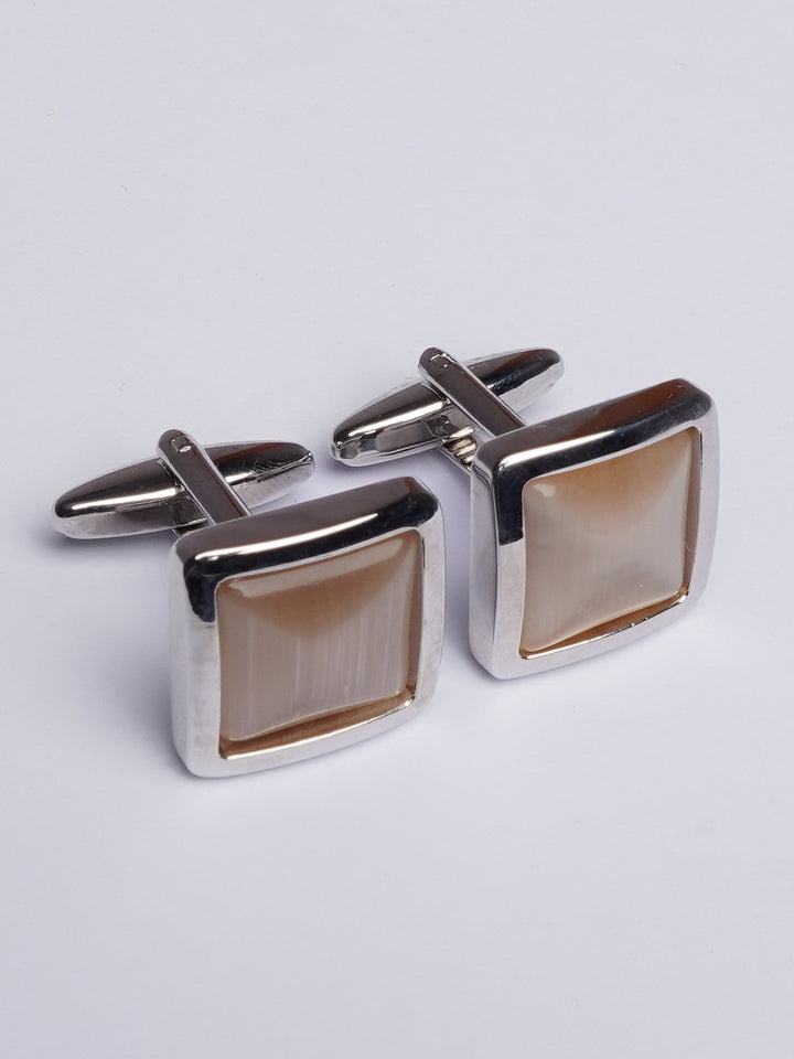 Light Yellow Square Border Cufflink (CUFFLINK-434)