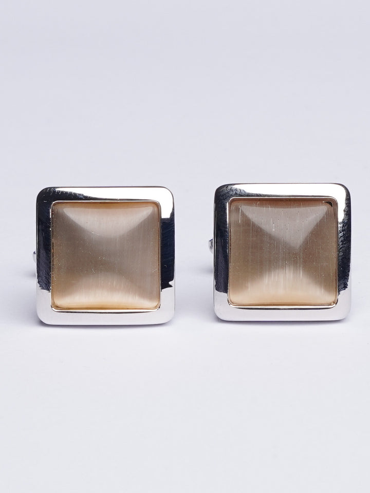 Light Yellow Square Border Cufflink (CUFFLINK-434)