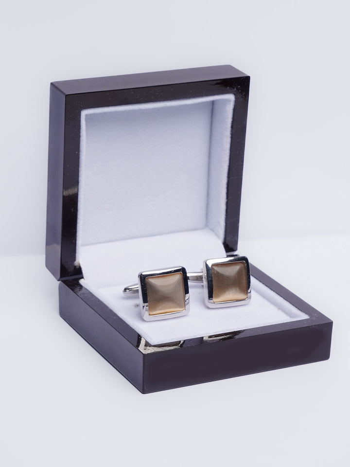 Light Yellow Square Border Cufflink (CUFFLINK-434)