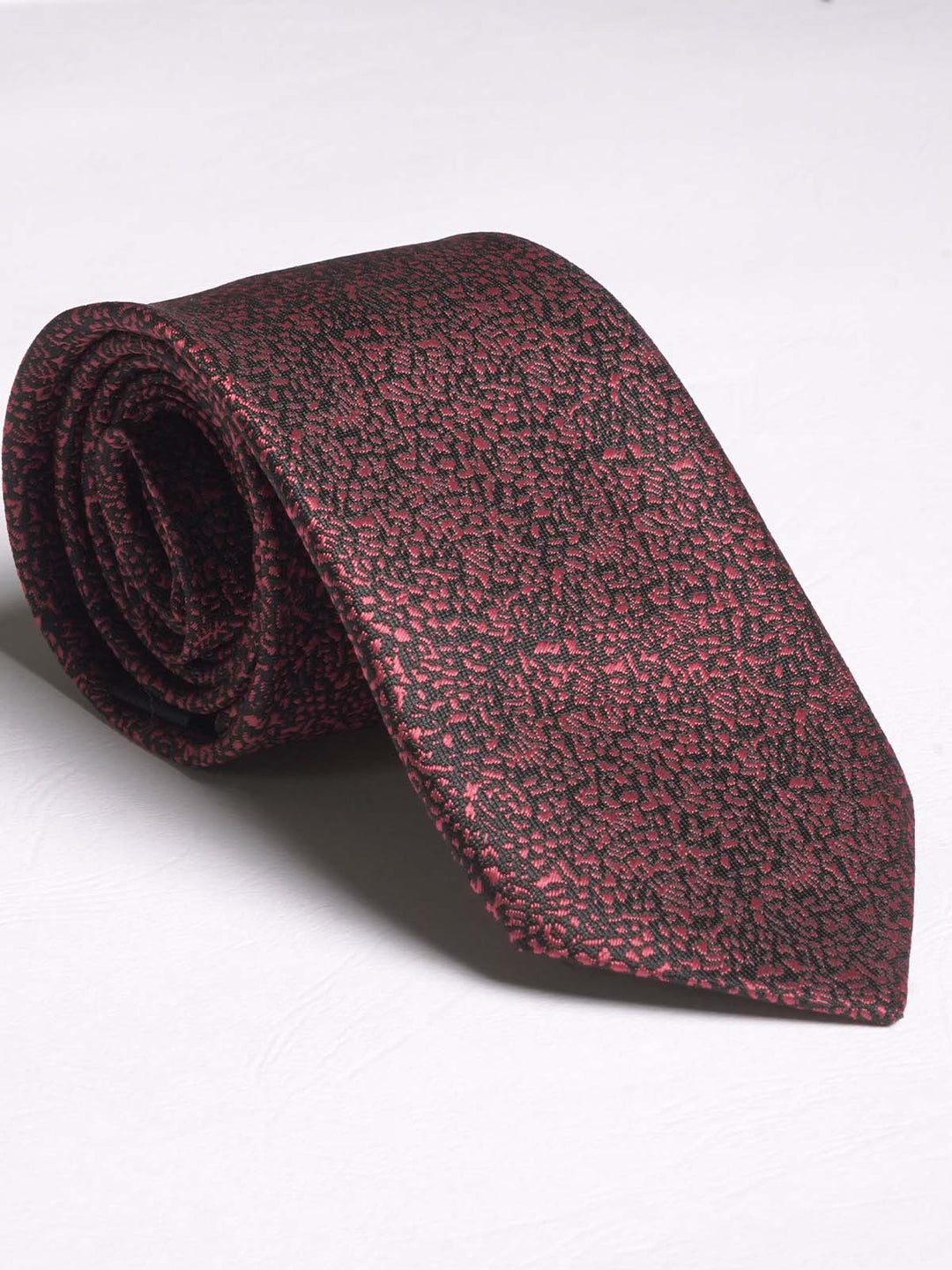 Maroon Floral Print Tie (TIE-588)