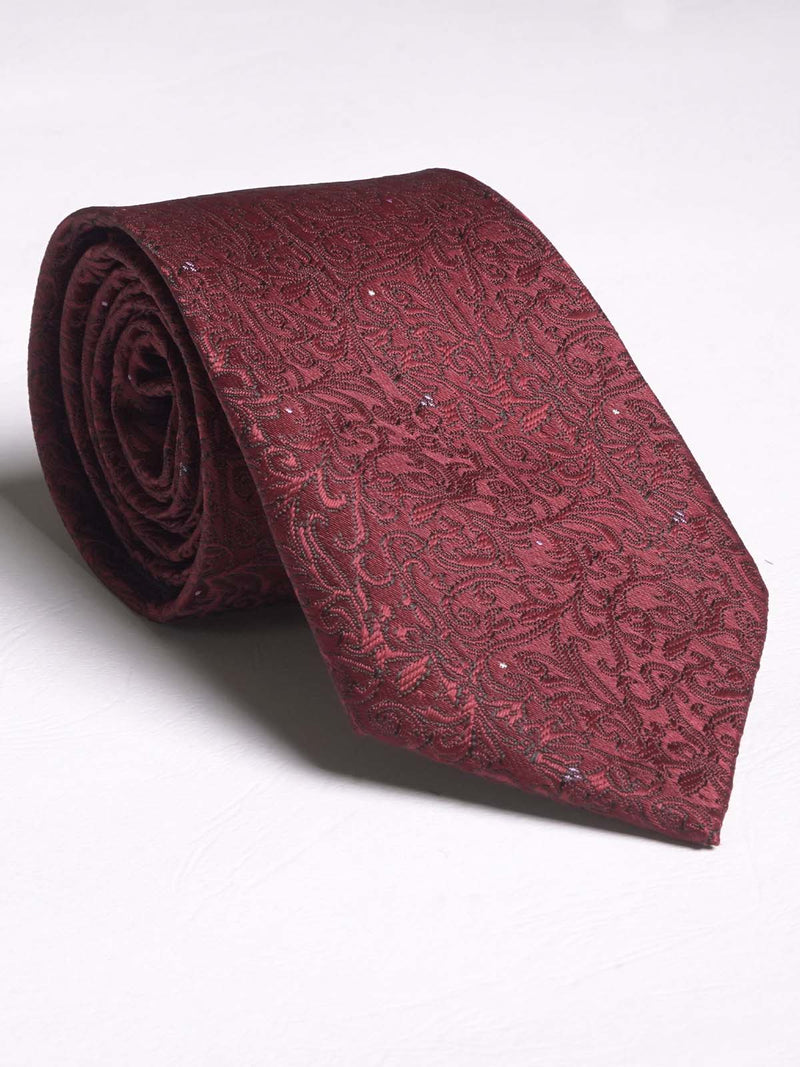 Maroon With Floral Textured Tie (Tie-573)