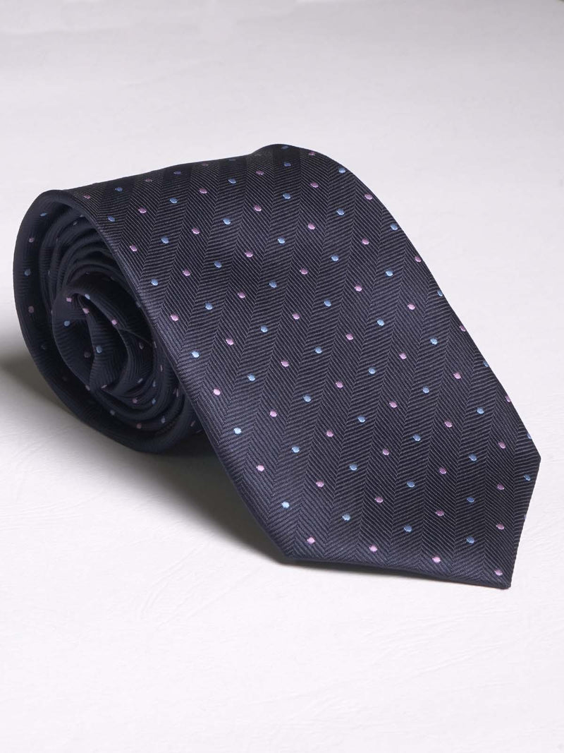 Navy Blue Luxury Multi Dot Tie (Tie-591)