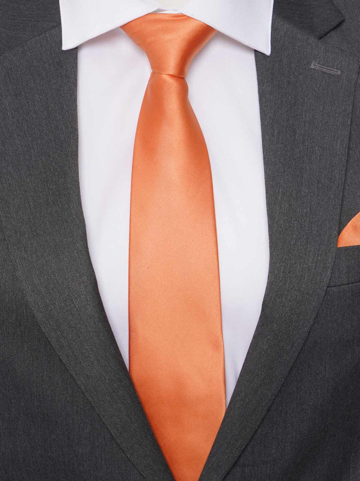 Orange Elegant Plain Tie Set (TS-162)