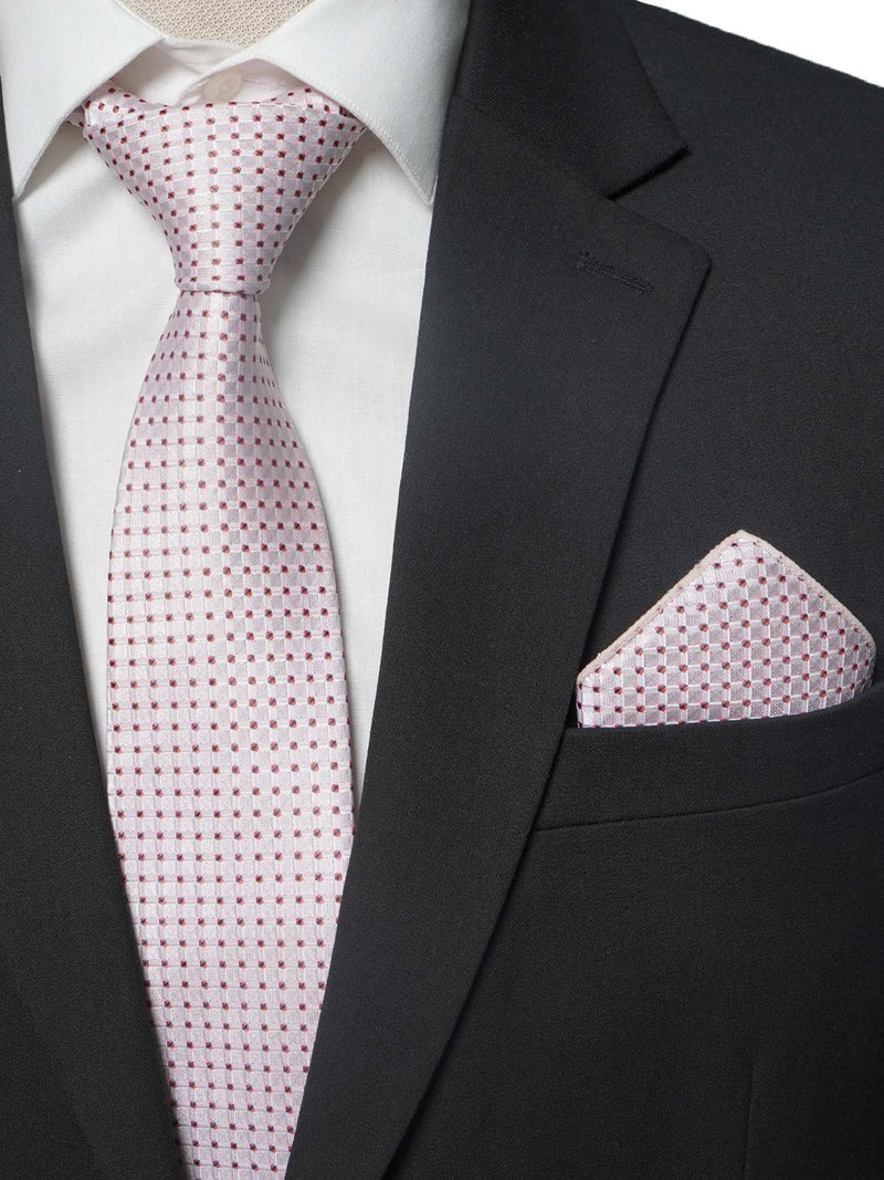 Pink With Dark Red Dotted Tie Set (TS-184)