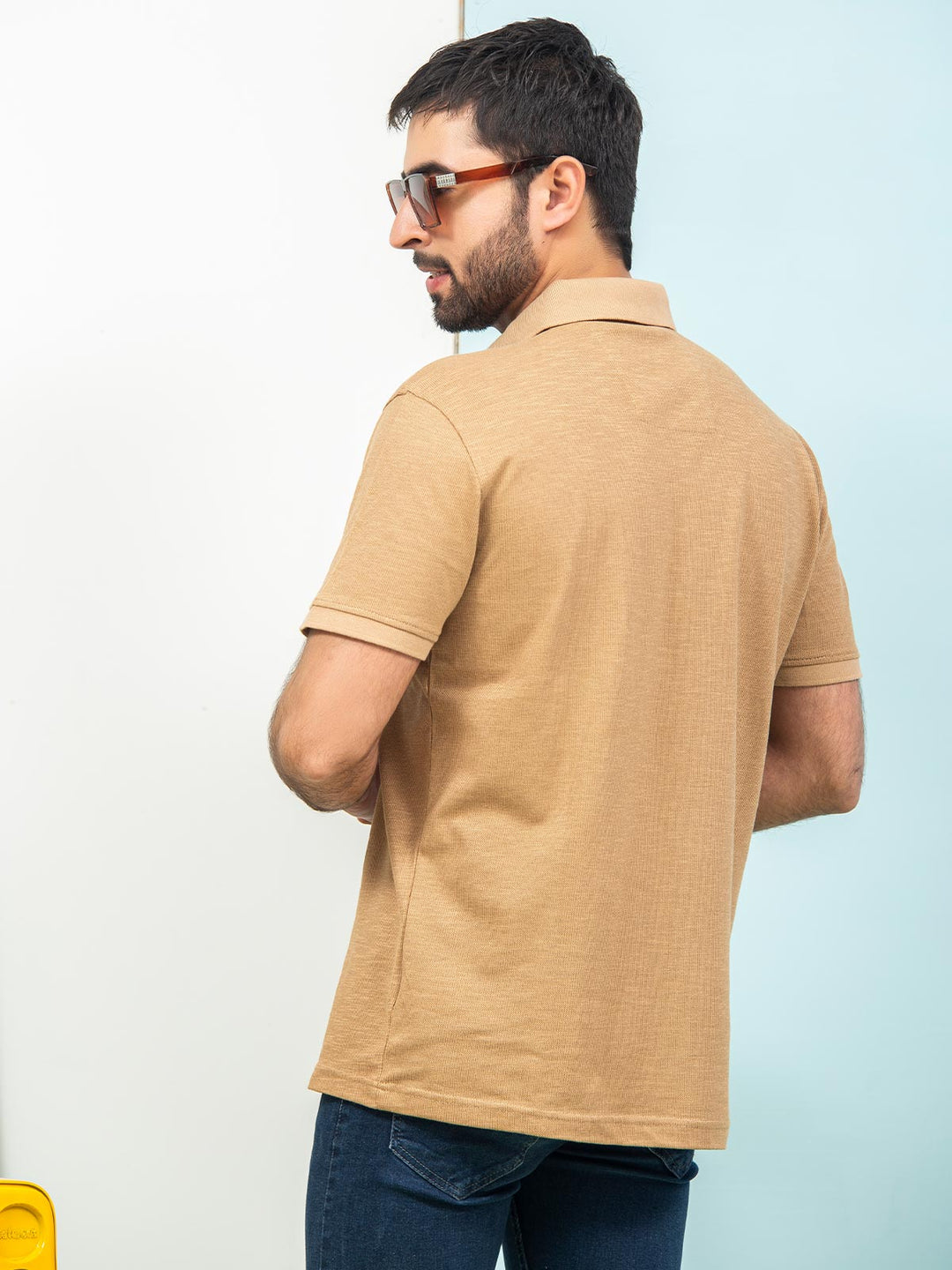 Camel Self Half Sleeves Polo T-Shirt (POLO-336)