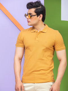 Mustard Plain Half Sleeves Polo T-Shirt (POLO-341)