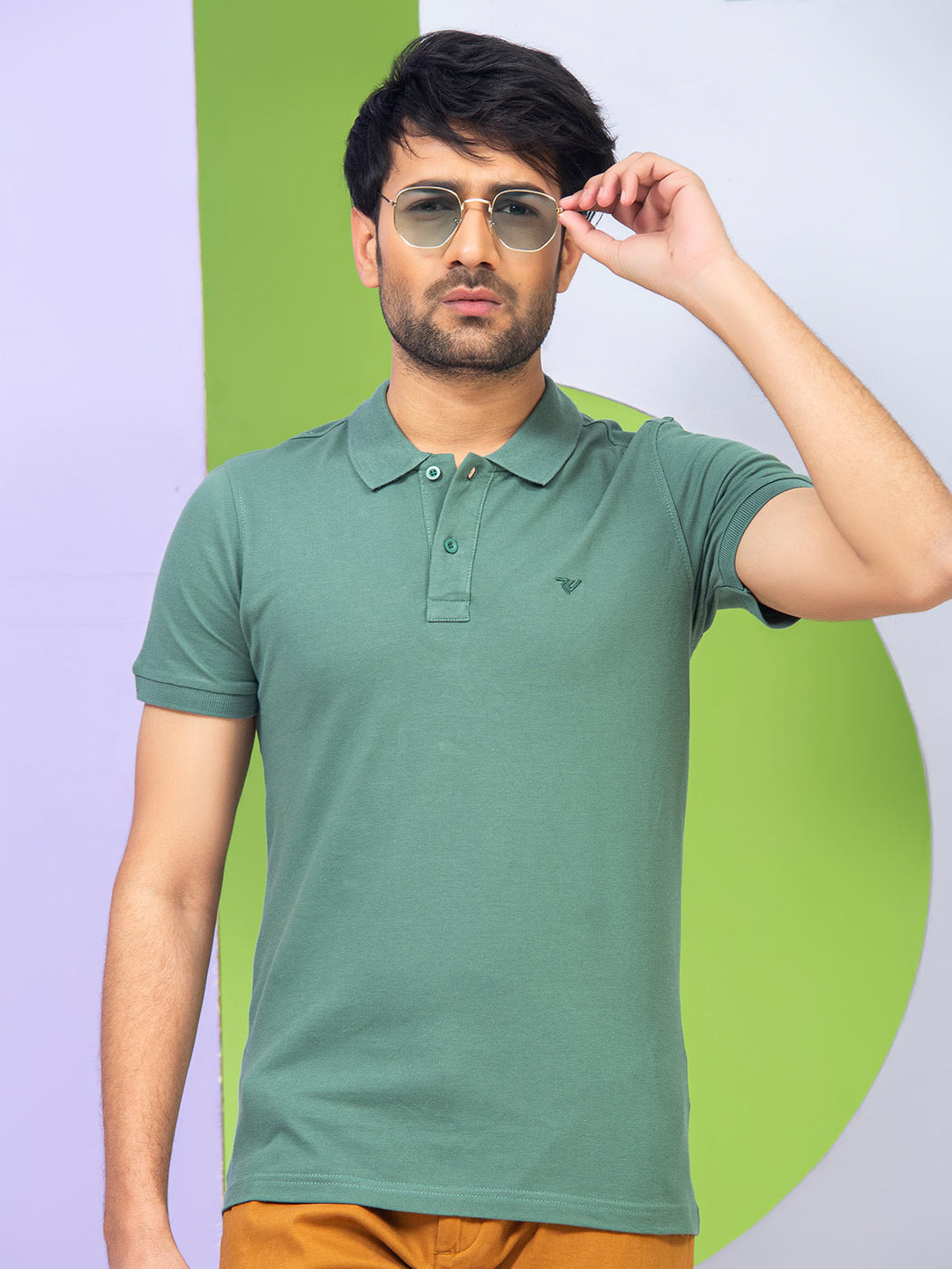 Green Plain Half Sleeves Polo T-Shirt (POLO-342)