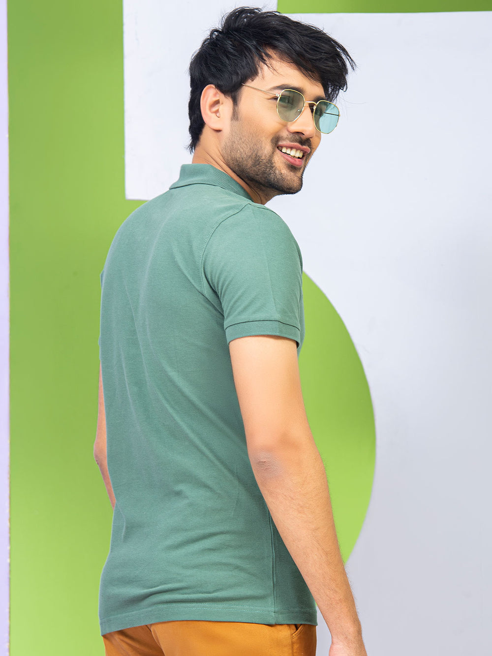 Green Plain Half Sleeves Polo T-Shirt (POLO-342)