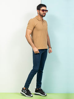 Camel Plain Half Sleeves Polo T-Shirt (POLO-344)