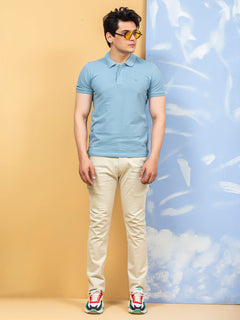Light Blue Plain Half Sleeves Polo T-Shirt (POLO-347)
