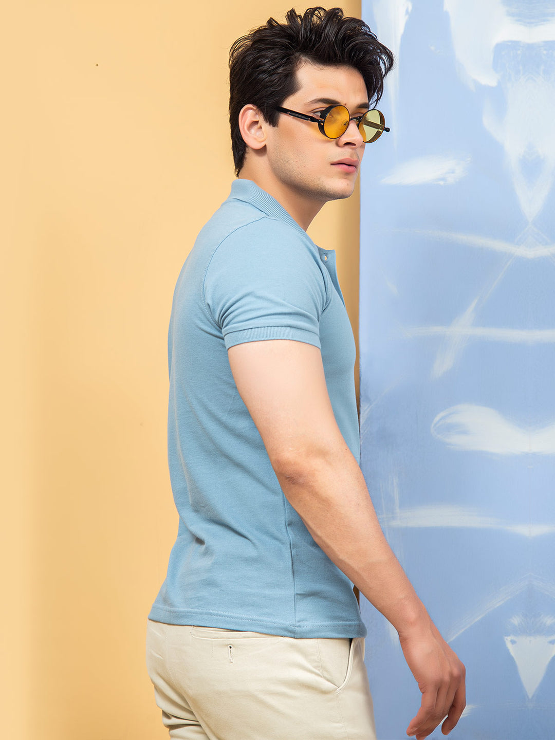 Light Blue Plain Half Sleeves Polo T-Shirt (POLO-347)