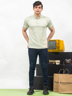 Pistachio Plain Half Sleeves Polo T-Shirt (POLO-353)