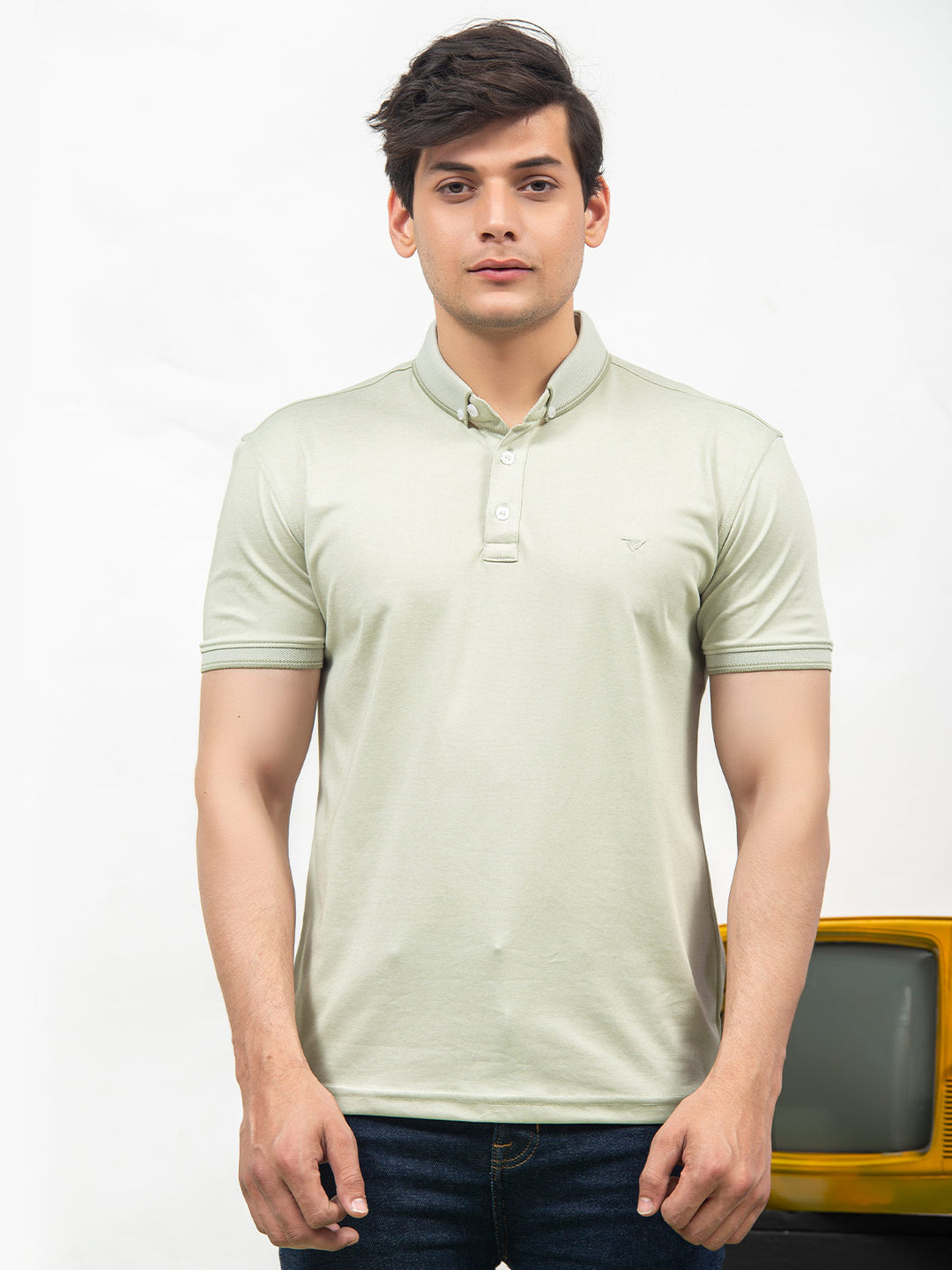 Pistachio Plain Half Sleeves Polo T-Shirt (POLO-353)