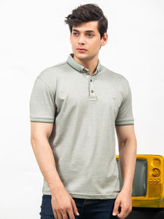 Light Green Self Half Sleeves Polo T-Shirt (POLO-356)