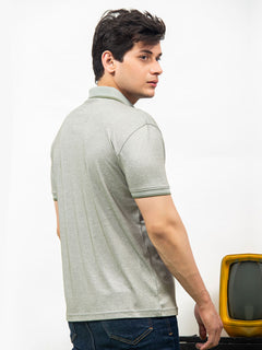 Light Green Self Half Sleeves Polo T-Shirt (POLO-356)