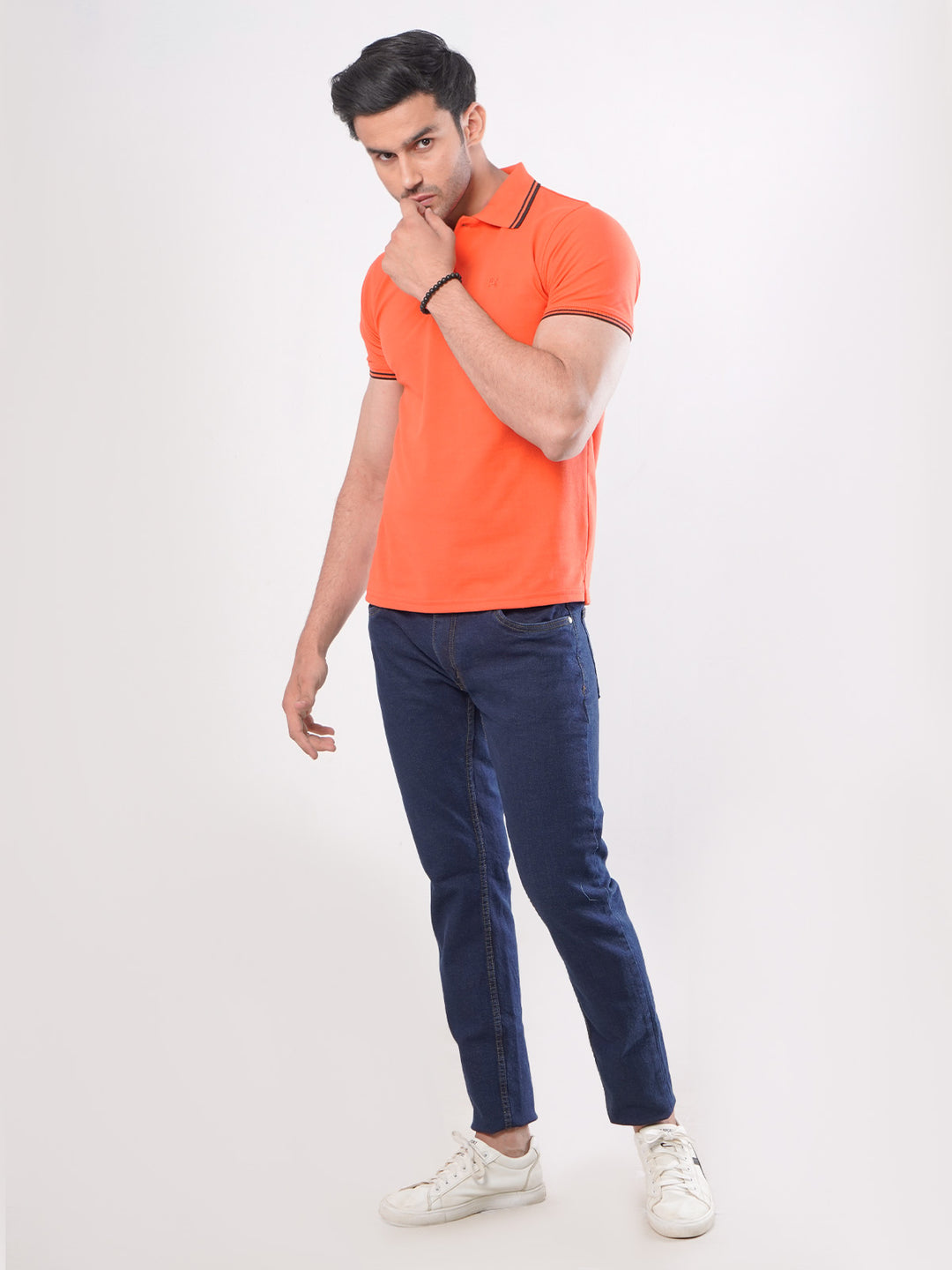 Orange Plain Half Sleeves Polo T-Shirt (POLO-412)