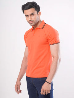 Orange Plain Half Sleeves Polo T-Shirt (POLO-412)