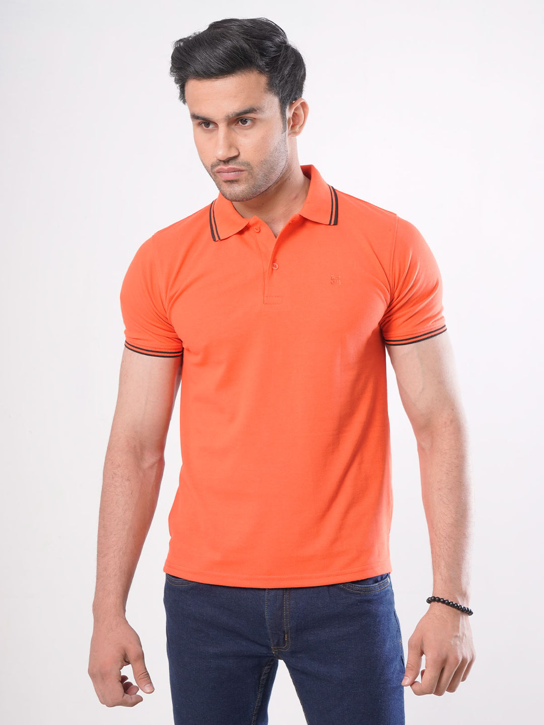 Orange Plain Half Sleeves Polo T-Shirt (POLO-412)