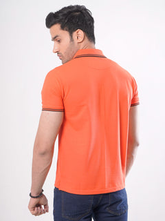 Orange Plain Half Sleeves Polo T-Shirt (POLO-412)