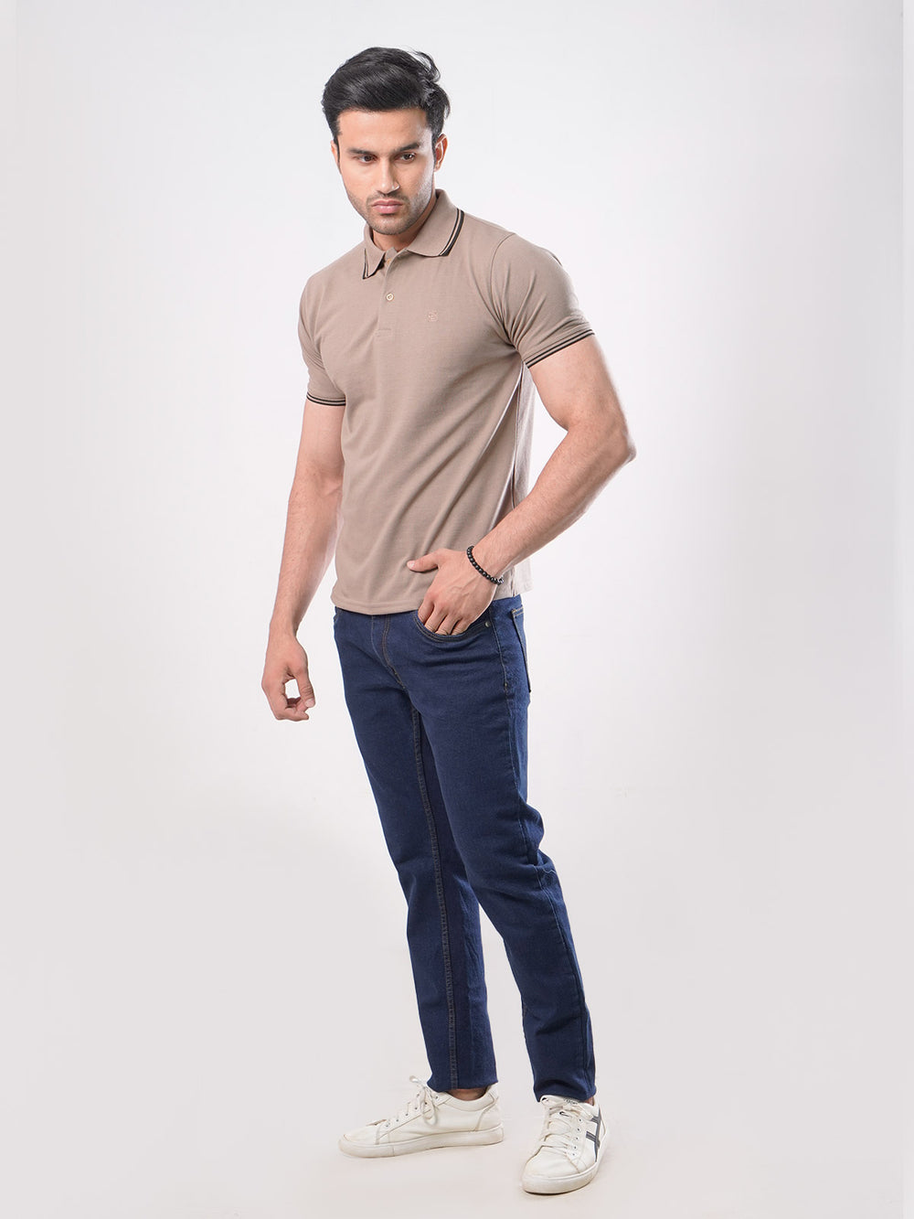 Light Brown Plain Half Sleeves Polo T-Shirt (POLO-413)