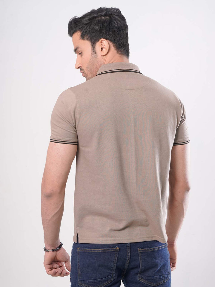 Light Brown Plain Half Sleeves Polo T-Shirt (POLO-413)