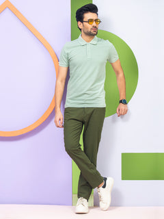 Pistachio Plain Half Sleeves Polo T-Shirt (POLO-337)