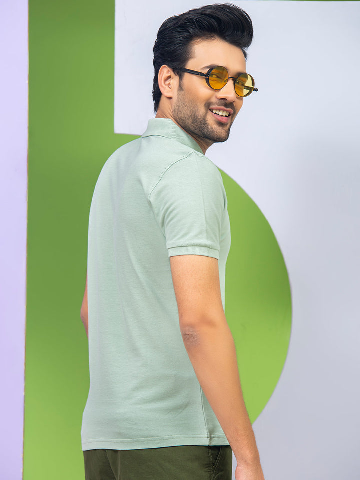 Pistachio Plain Half Sleeves Polo T-Shirt (POLO-337)