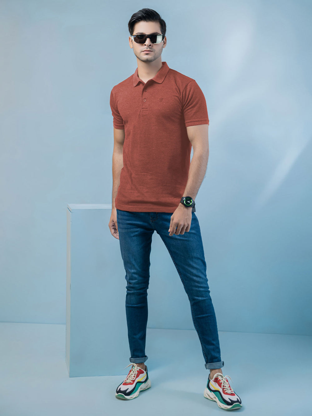 Rust Plain Half Sleeves Polo T-Shirt (POLO-392)